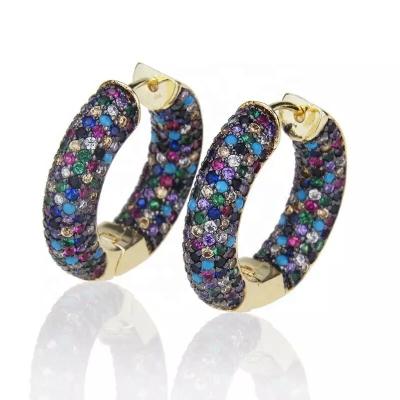 China CZ-EMP0280 Casual/Sporty Wholesale Luxurious Plating Micro Pave Colorful Rainbow Zircon Clips For Woman Lady for sale