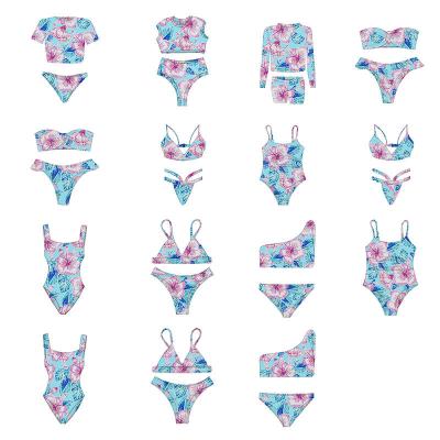 China Plus Size OEM Manufacturer Bathing Suits Logo Print Swimsuit Wholesale Women Bikini Set Custom Swimwear for sale