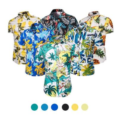 China Anti-pilling Digital Printed Summer Short Casual Hawaii Printed Custom Mens Shir Sleeve Hawaiian Shirts Vacation Shirts Cotton Mens Beach Shirts for sale