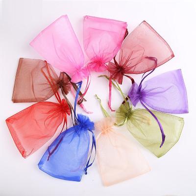 China CANDY 17X23 cm Custom Gift Mesh Drawstring Pouch Bags Clear Package Promotional Organza Bags Wholesale for sale