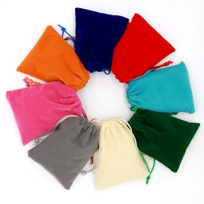 China Gift Bag Cheap Customized Small Pouch Square Shape Mini Velvet Fabric Drawstring Bag Promotional for sale