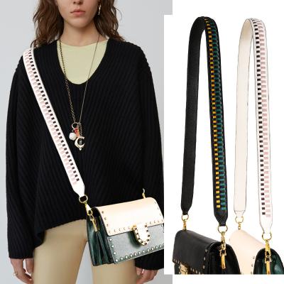 China Daily Life Wholesale PU Leather Weaving Design Women Long Belt Adjustable Cross - Body Bag Shoulder Handle Strap for sale