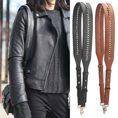 China Wholesale Genuine Leather Strap Women Wide Shoulder Bag Adjustable Belt Daily Life Bags Accessories for sale