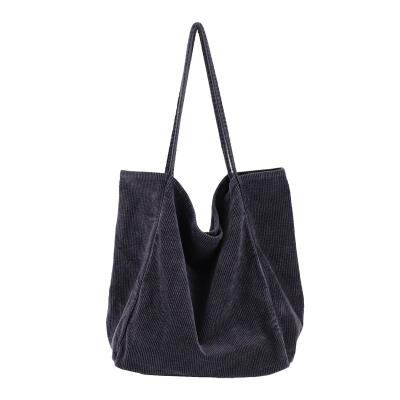 China Wholesale Vintage Private Label Corduroy Tote Bag Women New Design Handled Shoulder Beach Bag for sale