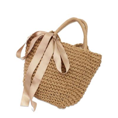 China Straw Bag Handmade Hollow Out Women Drawstring Handbag Wholesale Summer Beach Daily Life for sale