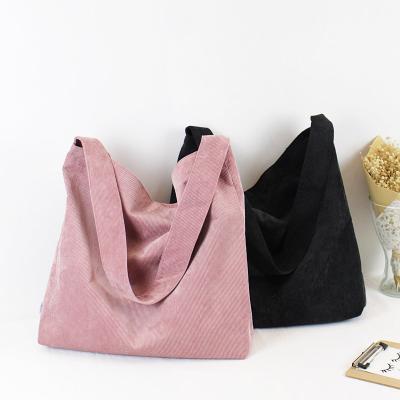 China Custom Wholesale Thick Corduroy Vintage OEM Daily Life Hobo Bags Women Shoulder Handbag Tote Bag for sale