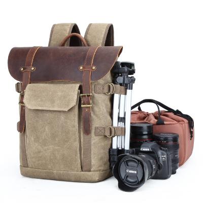 China Wholesale Laptop and Camera Bag Vintage Dslr Canvas Waterproof Camera Backpack Travel Package Bag for sale