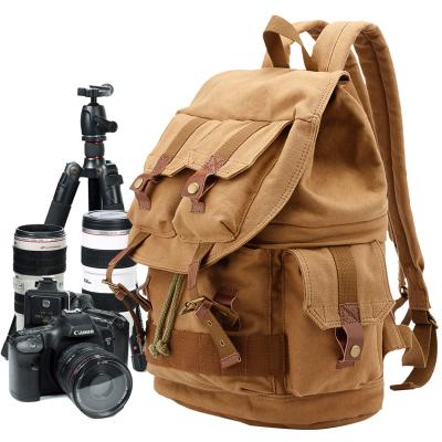 China Private label outdoor vintage waterproof canvas increasing travel dslr camera bag backpack wholesale for sale