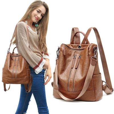 China Wholesale Waterproof Waterproof Ladies Backpack Bag Soft PU Leather Women Purse Casual Handbag for sale