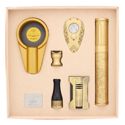 China XJTZ-588291112216 Cigar Cutter Cigar Cutter Hot Selling Accessories Leather Lighter Set for sale