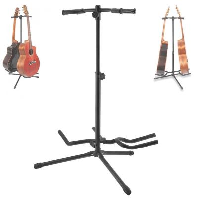 China Fashionable Double Floor Guitar Stands Stand With Stable Tripod For Display 2pcs Electric Guitar Acoustic Bass for sale