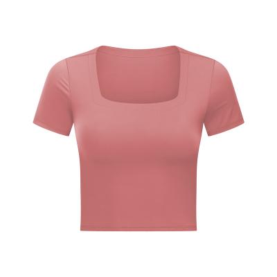 China 2021Factory Direct Sale Breathable Ladies Sports Wear Gym Yoga Set T-shirt Square Neck Top Vest for sale