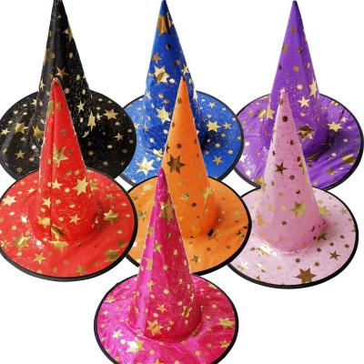 China 2022 Fashion Halloween Props Hot Selling Five Star Wizard Witches Hats Pointed Hats For Halloween Party Witch Hat for sale