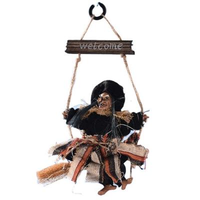 China Other Halloween Props Climbing Broom Witch Hanging Decoration Ghost Haunted House Night Scene Horror Halloween House Scary Decoration for sale