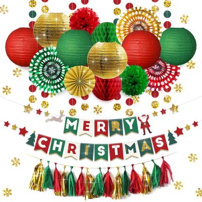 China Tassel Paper Honeycomb Paper Lantern Merry Christmas Nicro Wall Hanging Home Christmas Ornaments Party Xmas Decoration for sale