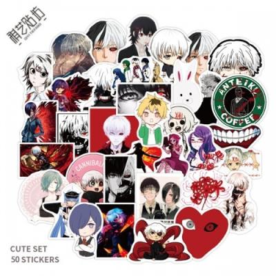 China Fashion 50pcs/set Anime Tokyo Ghoul Graffiti Sticker Laptop Guitar Skateboard Computer Anime Stickers Waterproof 2 Styles for sale