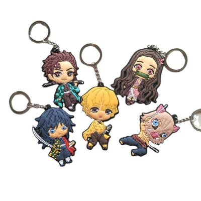 China Fashion 5 Styles Demon Slayer Kimetsu No Yaiba Cartoon Character Soft Anime Plastic Action Key Chain for sale