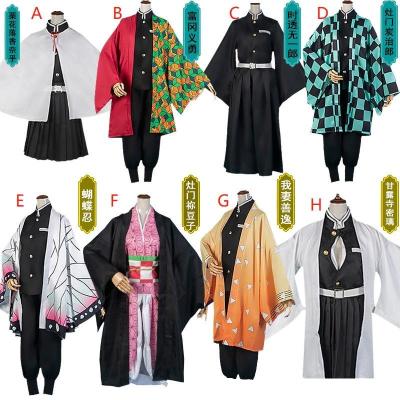 China Polyester Gameverse Anime Demon Slayer Kimetsu No Yaiba Tanjirou Kamado Nezuko Cosplay Women's and Men's Kimono Cosplay Costume Sets for sale