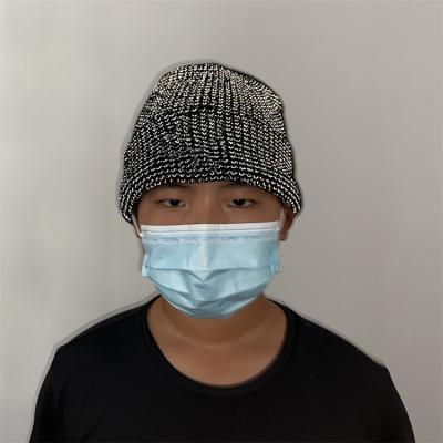 China Plush Winter Construction Site Work Hat Night Safety Hat Warming Reflective Beanie Cap for sale