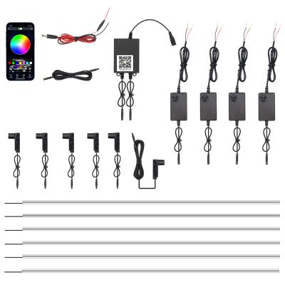 China ABS 6 In 1 APP Control Acrylic RGB Car Fiber Optic Universal Car Light Vehicle LED Ambient Light Strips for sale