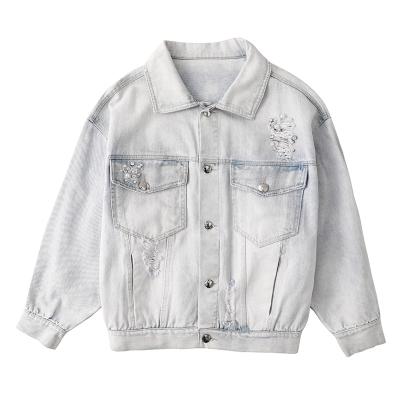 China Fashionable denim jacket OEM Logo Top Quality Long Sleeve design denim jacket custom made outdoor solid hot sale women QUICK DRY for sale