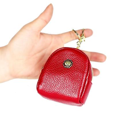 China Lady Round Coin Purse Key Chain Small Wallets Fashion Strap Lovely Girls Wallet Leather Wallet Cute Cosmetic Clutch Bag for sale