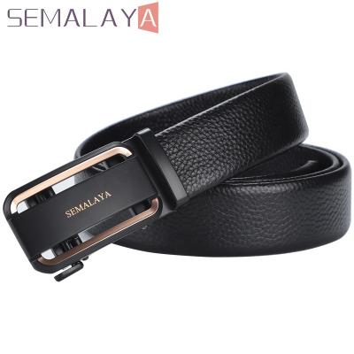 China 2020 cowhide leather belt alloy automatic buckle men's belt leather belts buckles for men s belt luxury brand semalaya for sale