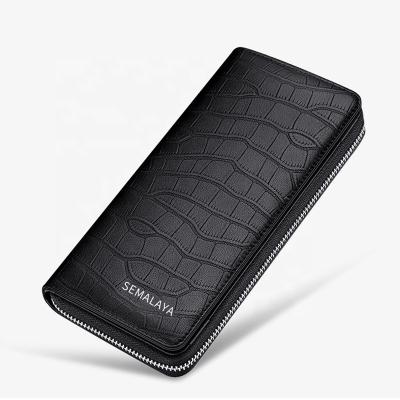 China SEMALAYA Brand Business Anti-theft Luxury Men's Long Wallet Fashion Large Capacity 26 Slots Crocodile Holder Cash Card Slots for sale