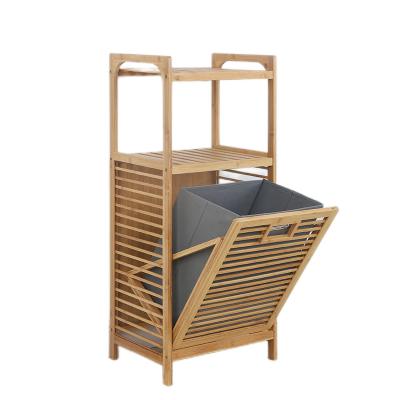 China Sustainable Eco-Friendly Bathroom Dirty Storage Folding Household Laundry Basket Bamboo Rack for sale