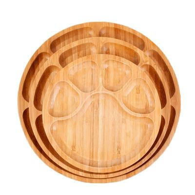 China Factory Direct Disposable Round Cartoon Dinner Dish Cat Claw Pattern Frame Bamboo Dinner Dish for sale