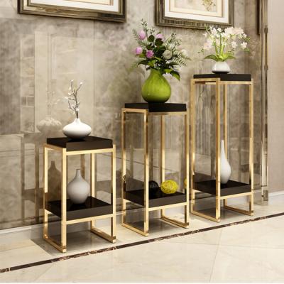 China Luxury Hot Sales High Quality Home Decoration Stainless Steel MDF Set Flower Stand for sale