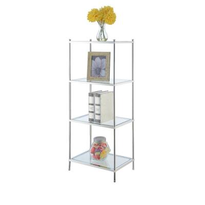 China Multifunctional Simple Luxury Metal Glass Top Frame Furniture Living Room Etagere Shelf for sale