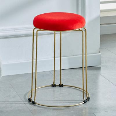 China High quality nordic round stools in simplicity leather and stackable colorful cushion velvet for sale