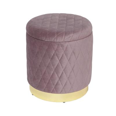 China New Design Stainless Steel Velvet Low Storage Stool Round Stool for sale