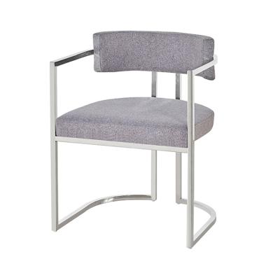 China Comfortable Modern Factory Price Stainless Steel Armrest Fabric Upholstered Dining Chair for sale