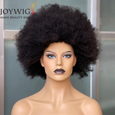 China Afro Hair 10inch Brazilian Curl Machine Made Human Hair Joywigs Human Hair Wig Natural Color 180% Density 180% Density for sale