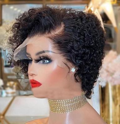 China Raw Pixie Curly Bob Wig Factory Indian Color Women Virgin Virgin Pixie Wig Joywigs Short Indian Cuticle Aligned Hair Lace Front Wigs for sale