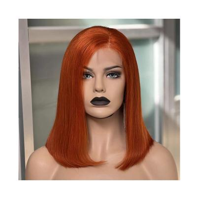 China 2022 virgin bob joywigs newcomer cuticle aligned hair orange color cheap closure wig for sale