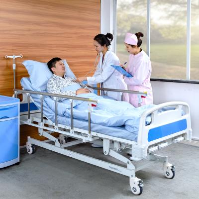 China Commercial Furniture A3k SAIKANG Factory 3 Work ICU Adjustable Patient Bed Steel 3 Crank Used Manual Medical Hospital Beds Price for sale