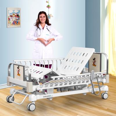 China CT8k SAIKANG Cartoon 5 Function Baby Crib Modern Medical Electric Adjustable Infant Hospital Kids Pediatric Bed With Wheels for sale