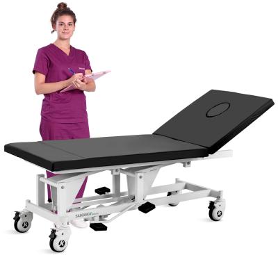 China Stainless Steel Hydraulic Foldable Manual Table X14 SAIKANG Metal Medical Examination Hospital Examination Couch Patient Bed for sale