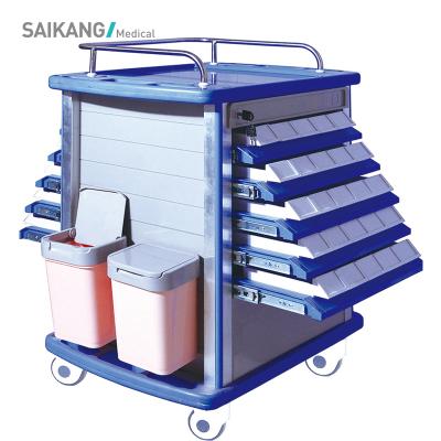 China Modern Emergency Plastic Multifunctional Drug Cart Anesthesia Hospital SKR054-MT SAIKANG Medical Trolley With Drawers for sale