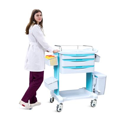 China Modern SKR-CT232 Factory Hospital Emergency Plastic Drug Cart Steel Anesthesia Medicine Cart Medical Supplier for sale