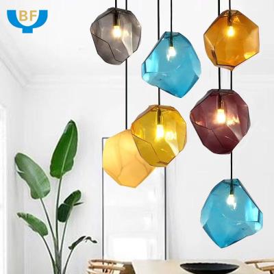 China Modern Creative Design Decorative Shaped Rock Lighting Shade Stained Glass Lampshade for sale