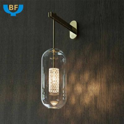 China Modern Home Decor Modern Led Accessories Home Lighting Glass Wall Lamp For Bedroom for sale