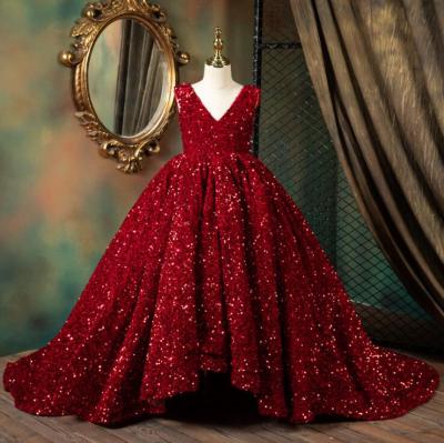 China Sequin Bridesmaid Tail Dress Fashion Children's Wear Dresses Wedding Comfortable European Girls YK1154A for sale