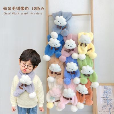 China YK2462A Winter Cozy Cute Scarf for Kids Cartoon Plush Baby Cross Scarf Warm Plush Scarf for sale