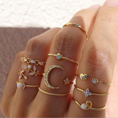 China YK1185A Fashion Moon Star Comfortable Jewelry 5 Piece Combination Set Ladies Ring Set Trendy Accessories for sale