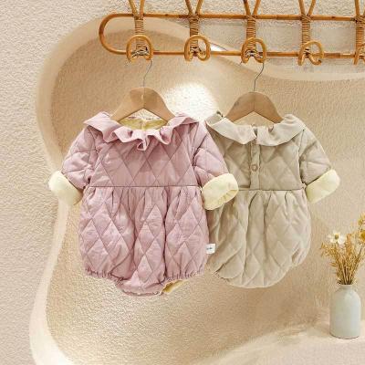 China YK2434A Comfortable Pet Clothes Newborn Long Sleeve Baby Plus Cashmere Romper Double Layer Infant Going Out Jumpsuit for sale