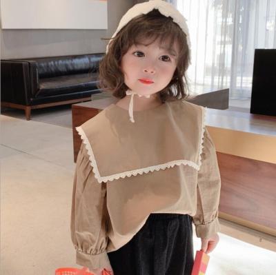 China YK0254A Comfortable Girls Long Sleeve Shirt Korean Style Children's Big Lapel Long Sleeve Shirt Fashion Children's Western Clothing for sale